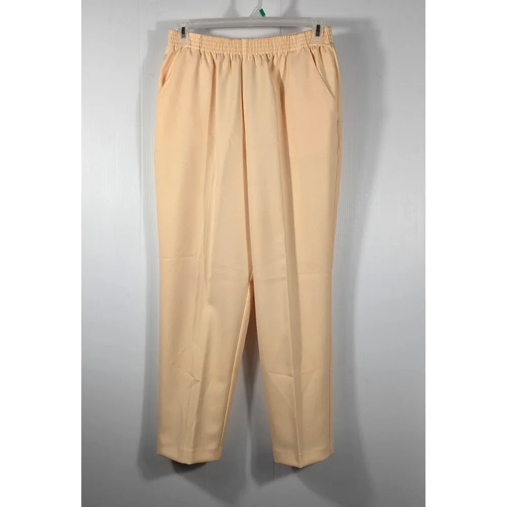 Donnkenny Vintage Woman Beige Elastic Waist Pull On Trousers Pant 18WP  Petite